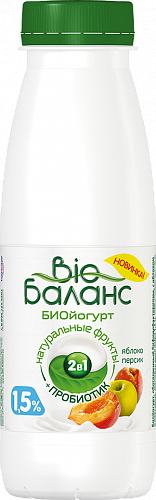 фото- Биойог. Био-Баланс Яблоко Персик 1,5% 330г